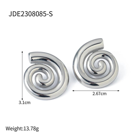 Stainless Steel Swirl Stud Earrings for Women jde2308085-s by HitMyNeed