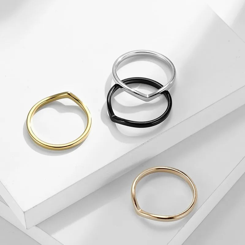 Stainless Steel Thin V Shaped Stacking Ring by HitMyNeed