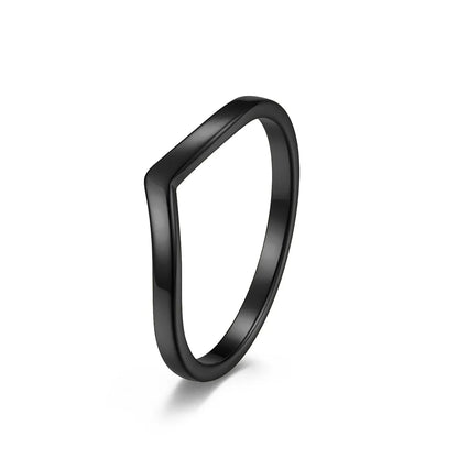Stainless Steel Thin V Shaped Stacking Ring black 7.0 by HitMyNeed