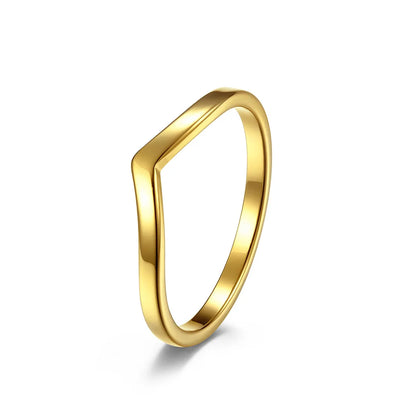 Stainless Steel Thin V Shaped Stacking Ring gold 8.0 by HitMyNeed