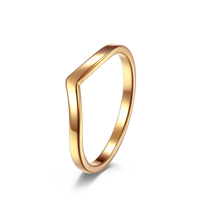 Stainless Steel Thin V Shaped Stacking Ring rose-gold 5.0 by HitMyNeed