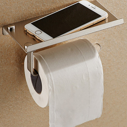 Stainless Steel Toilet Paper Holder with Shelf by HitMyNeed