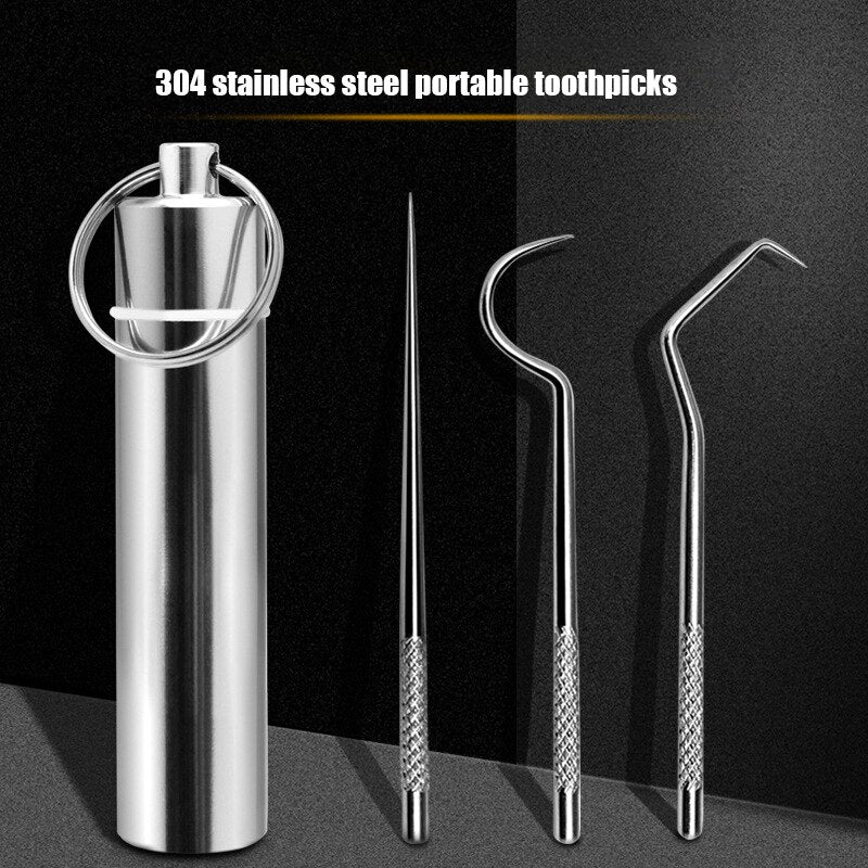 Stainless Steel Toothpicks with Travel Case by HitMyNeed