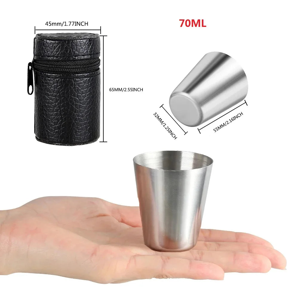 Stainless Steel Travel Cup Set with Case 30ml or 70ml by HitMyNeed