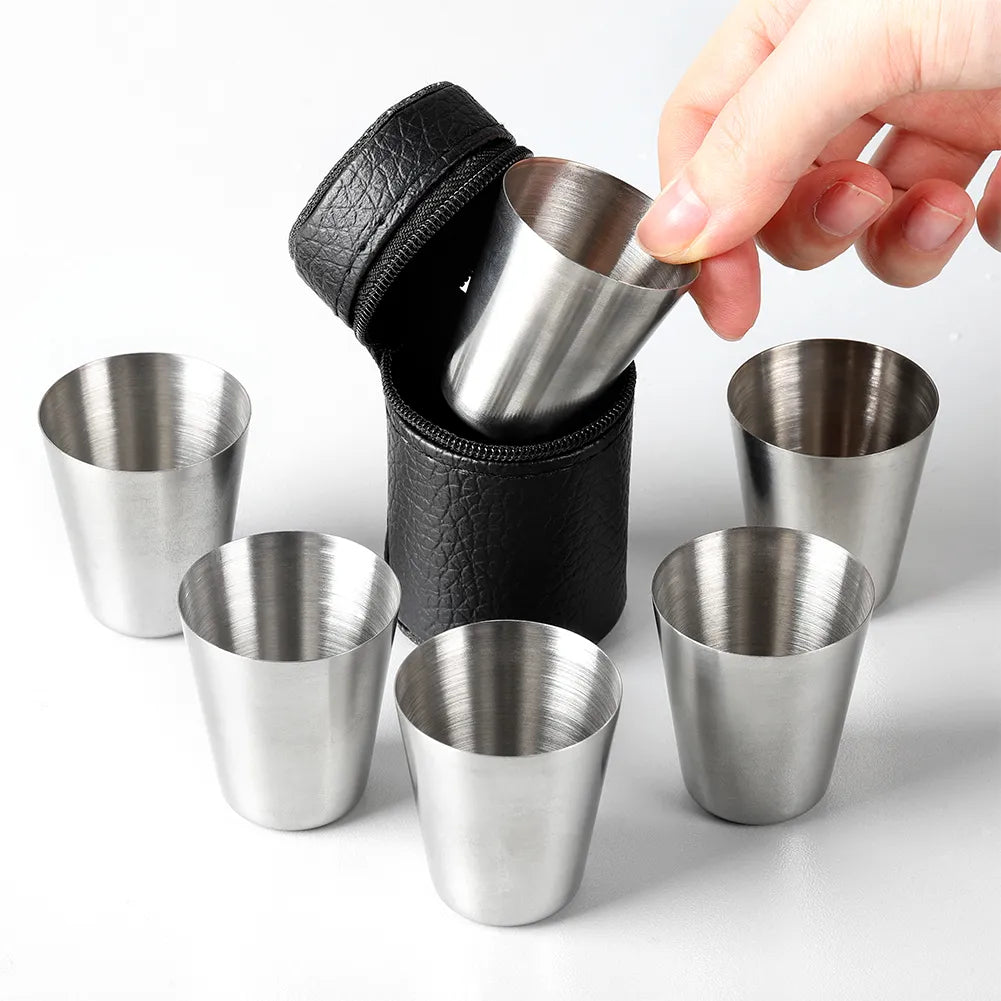 Stainless Steel Travel Cup Set with Case 30ml or 70ml six-cups-30ml by HitMyNeed