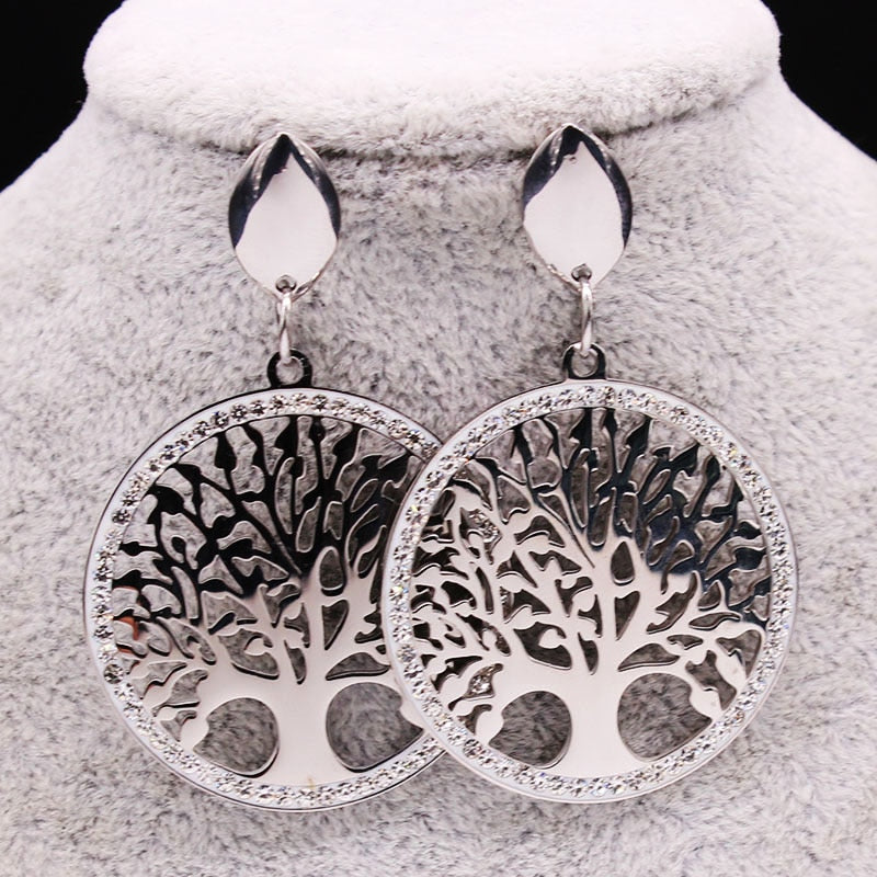 Stainless Steel Tree of Life Drop Earrings by HitMyNeed