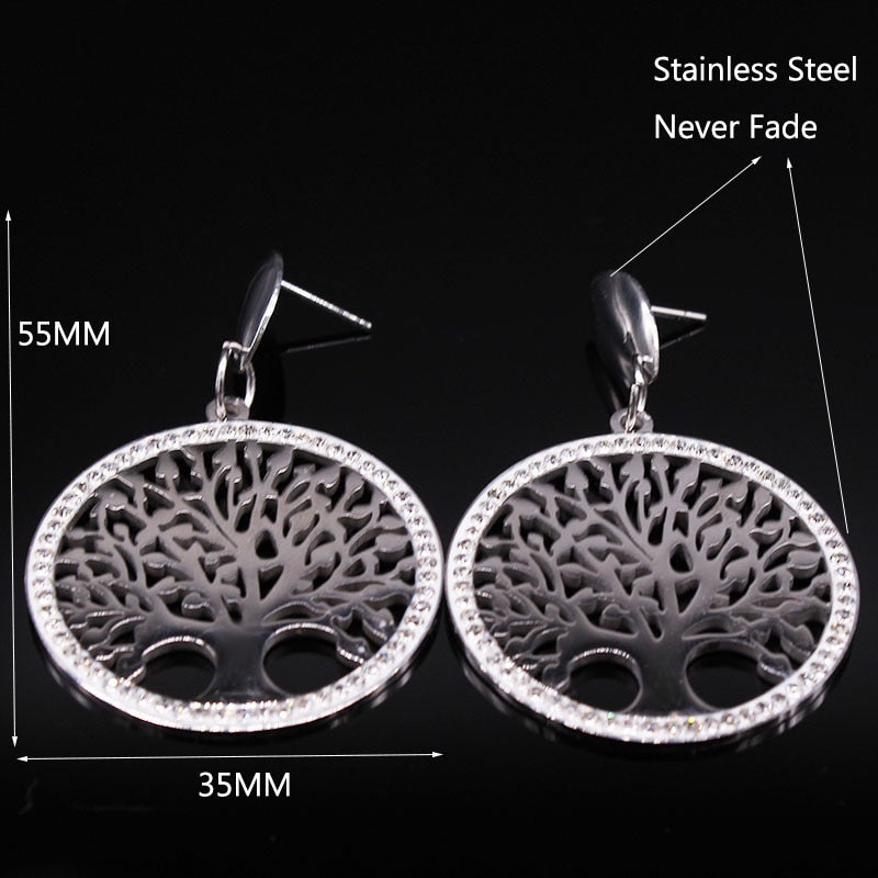 Stainless Steel Tree of Life Drop Earrings by HitMyNeed