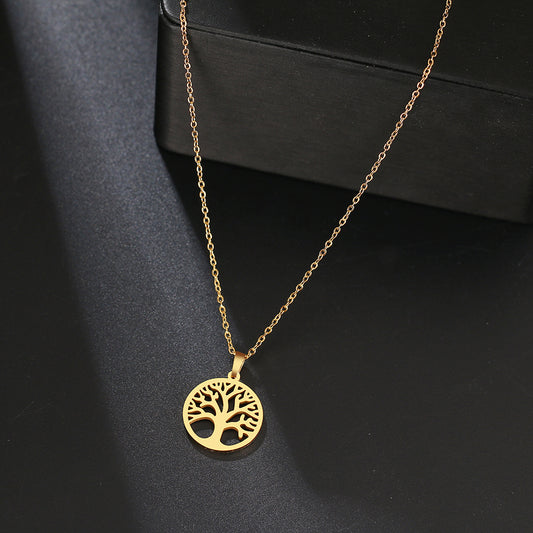 Stainless Steel Tree of Life Pendant Necklace gold-color by HitMyNeed