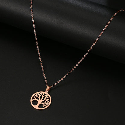 Stainless Steel Tree of Life Pendant Necklace rose-gold by HitMyNeed
