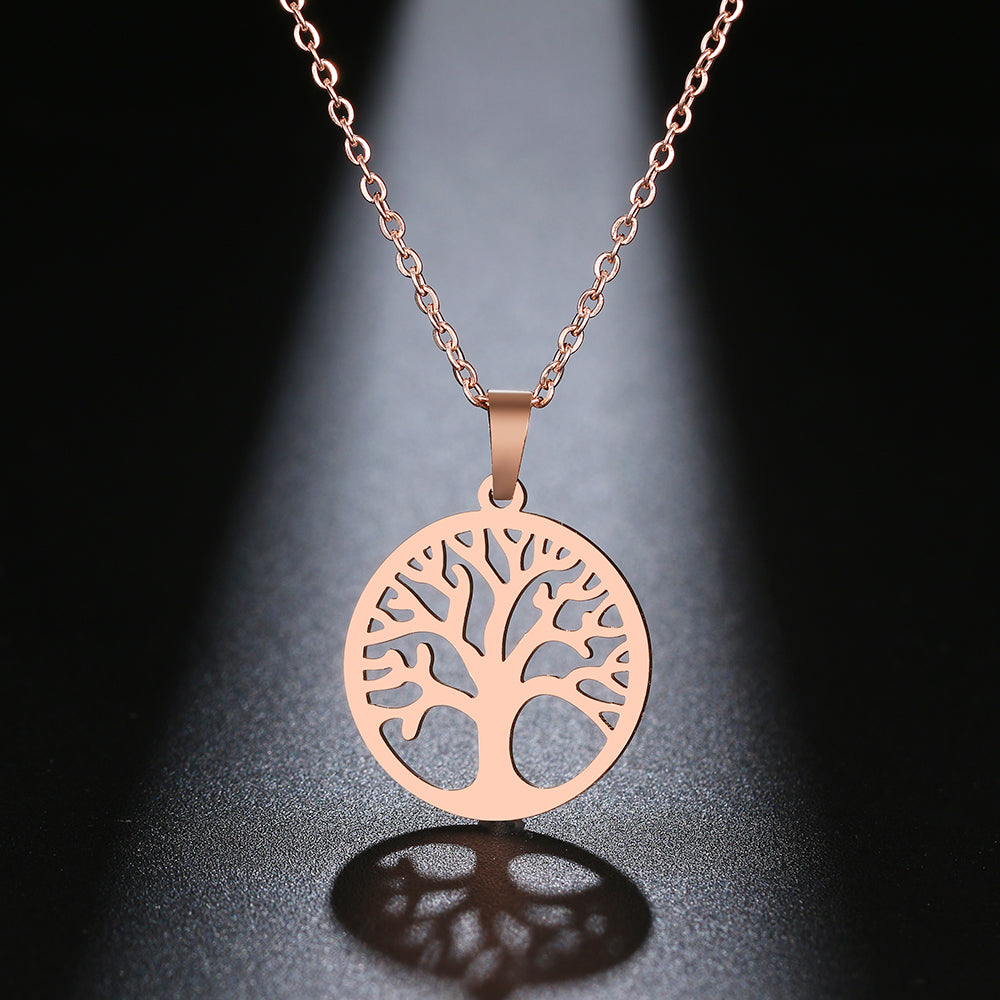 Stainless Steel Tree of Life Pendant Necklace silver-color by HitMyNeed