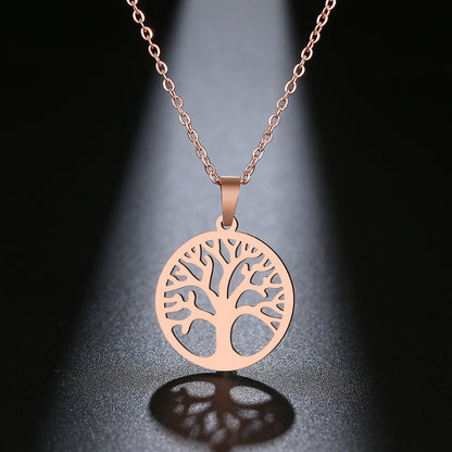Stainless Steel Tree of Life Pendant Necklace silver-color by HitMyNeed