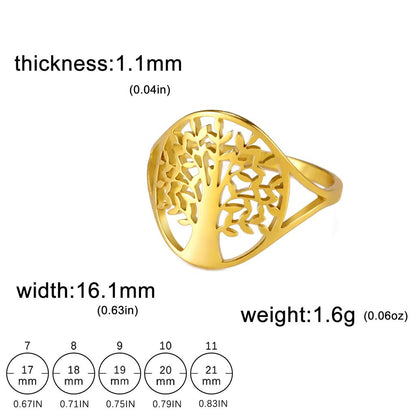 Stainless Steel Tree of Life Ring 11 gold by HitMyNeed