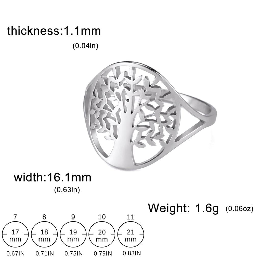 Stainless Steel Tree of Life Ring 11 silver by HitMyNeed