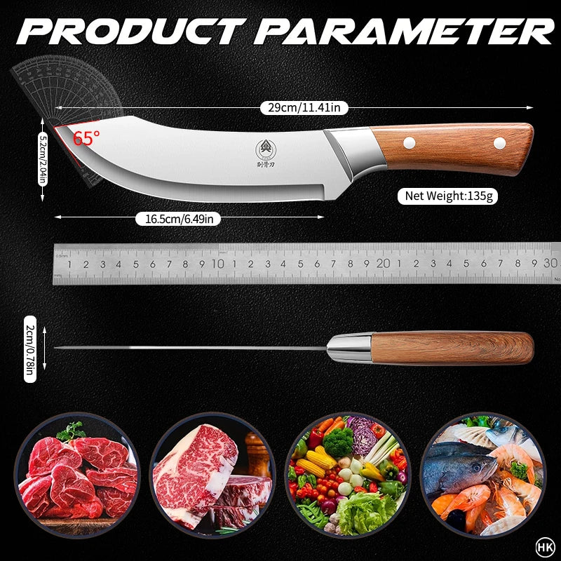 Stainless Steel Ultra Sharp Curved Butcher Knife by HitMyNeed