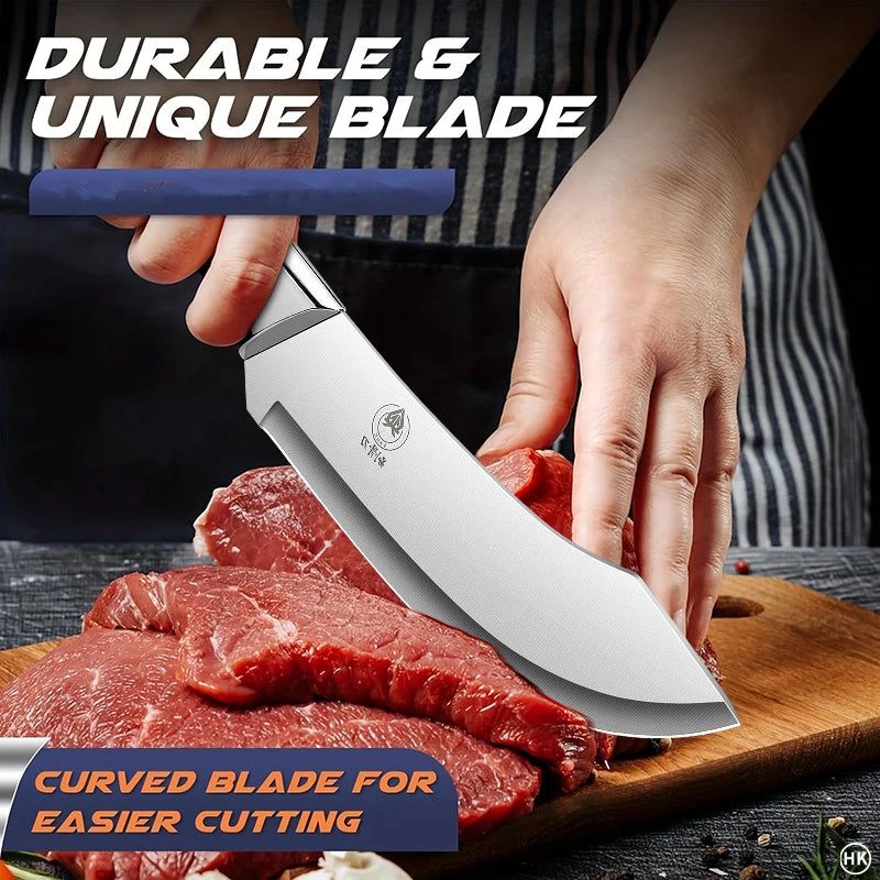 Stainless Steel Ultra Sharp Curved Butcher Knife by HitMyNeed