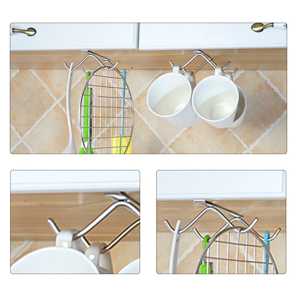 Stainless Steel Under-Cabinet Coffee Mug Hooks by HitMyNeed