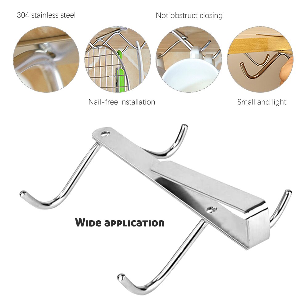 Stainless Steel Under-Cabinet Coffee Mug Hooks by HitMyNeed