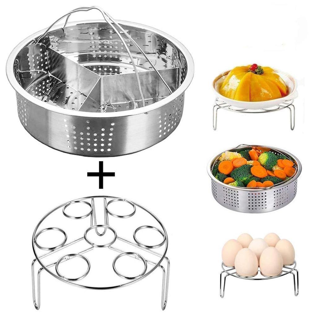 Stainless Steel Vegetable Steamer Basket 3‑Piece Set by HitMyNeed
