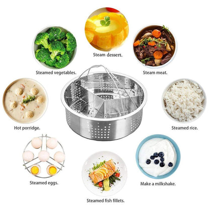 Stainless Steel Vegetable Steamer Basket 3‑Piece Set by HitMyNeed