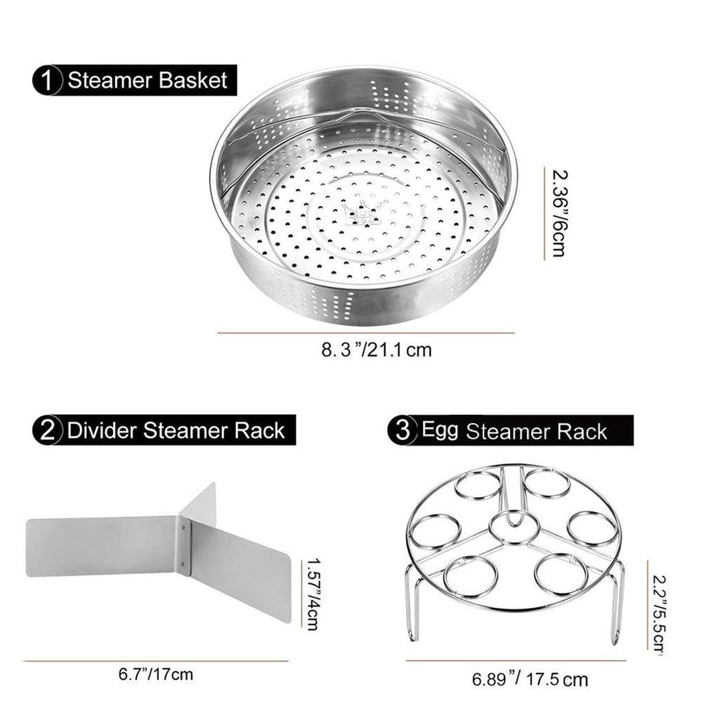 Stainless Steel Vegetable Steamer Basket 3‑Piece Set by HitMyNeed