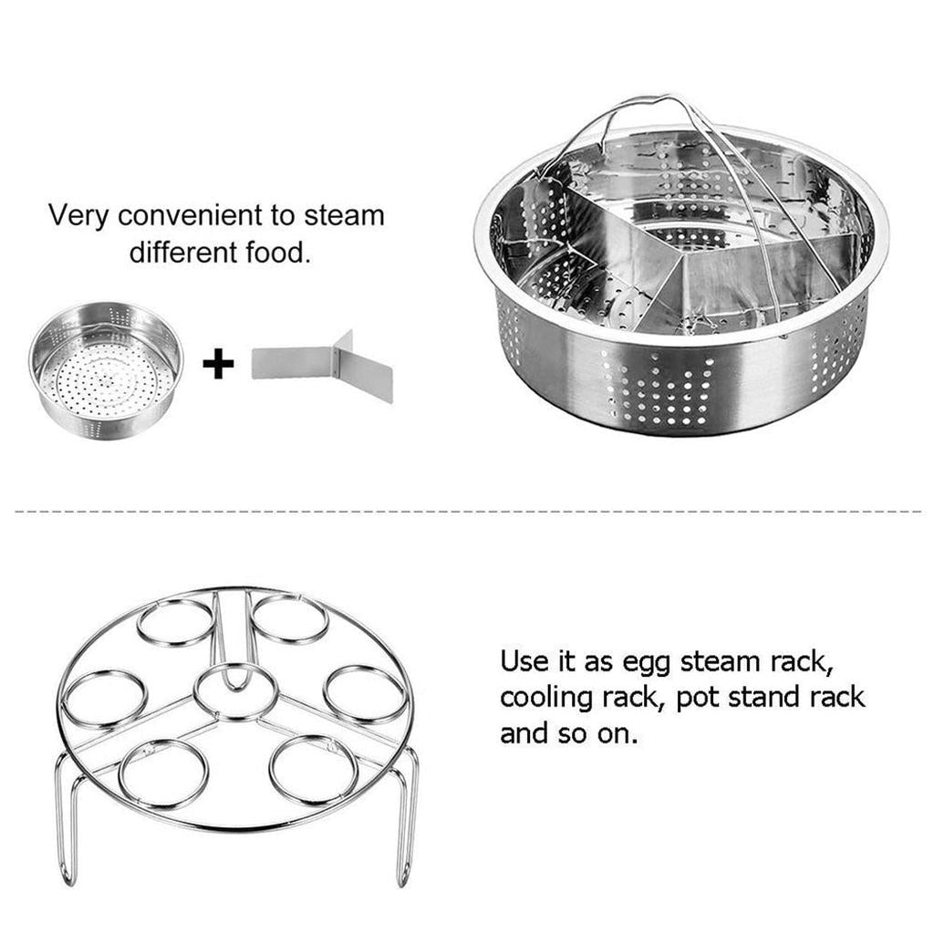 Stainless Steel Vegetable Steamer Basket 3‑Piece Set by HitMyNeed