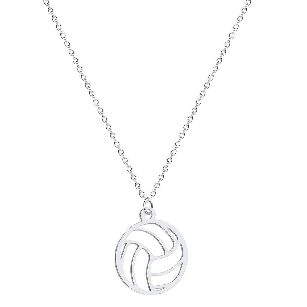 Stainless Steel Volleyball Necklace for Athletes silver-plated by HitMyNeed