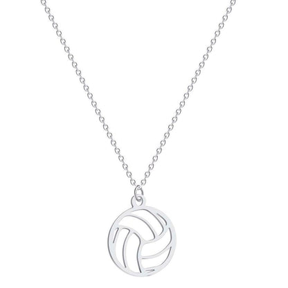 Stainless Steel Volleyball Necklace for Athletes silver-plated by HitMyNeed