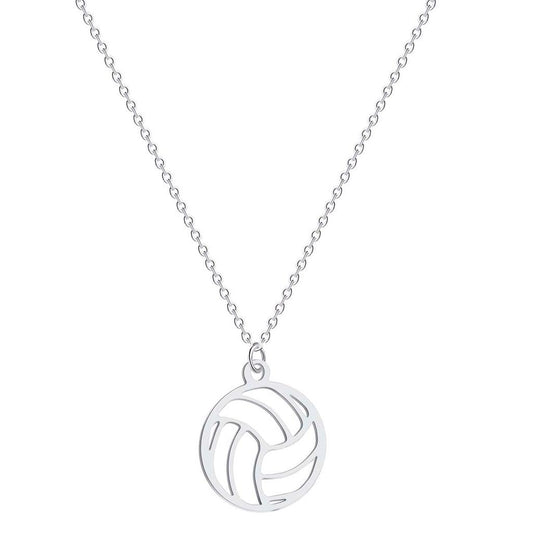 Stainless Steel Volleyball Necklace for Athletes silver-plated by HitMyNeed