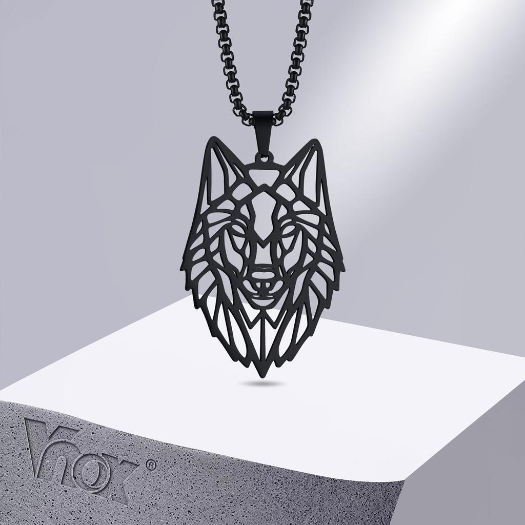 Stainless Steel Wolf Head Pendant Necklace by HitMyNeed