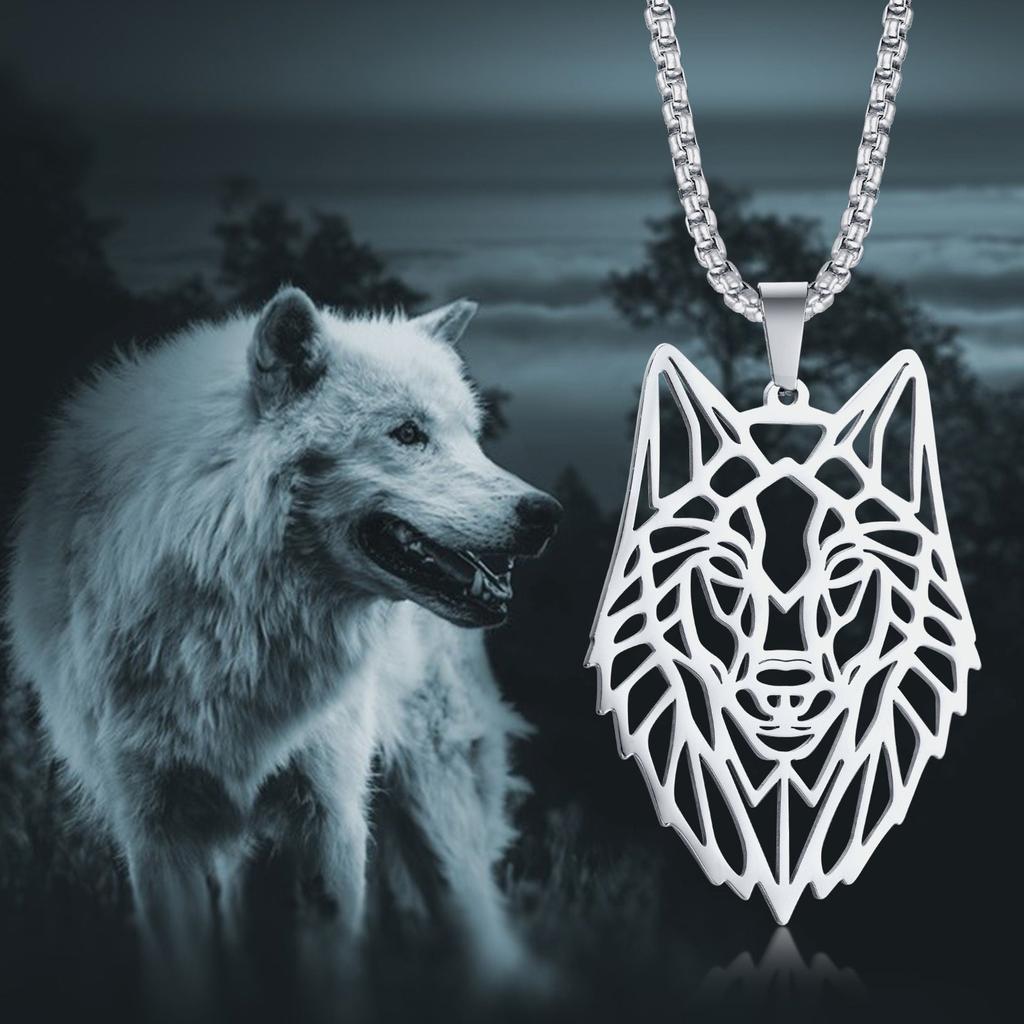 Stainless Steel Wolf Head Pendant Necklace by HitMyNeed