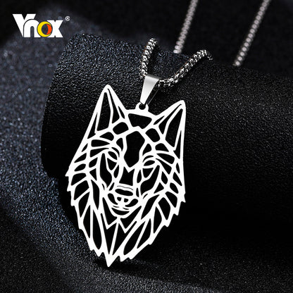 Stainless Steel Wolf Head Pendant Necklace by HitMyNeed