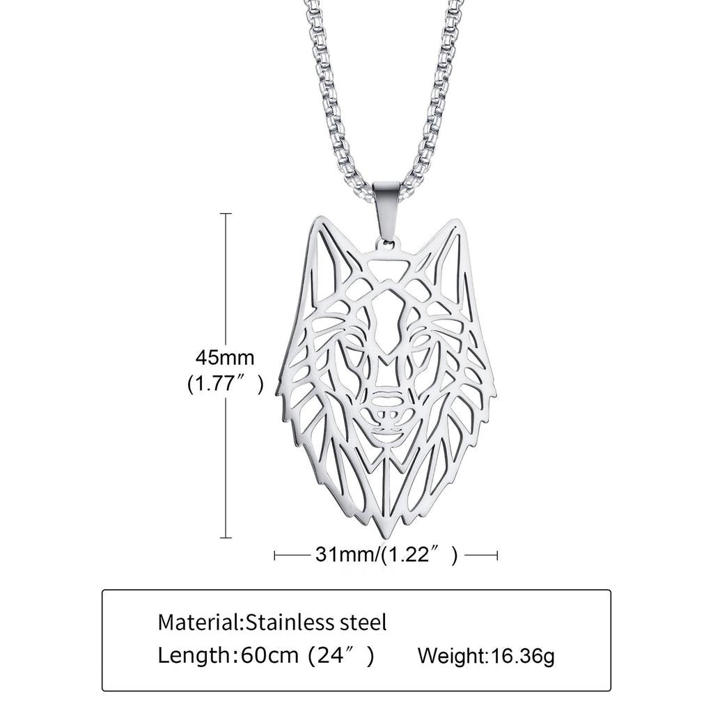 Stainless Steel Wolf Head Pendant Necklace by HitMyNeed