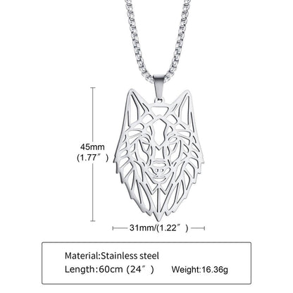 Stainless Steel Wolf Head Pendant Necklace by HitMyNeed