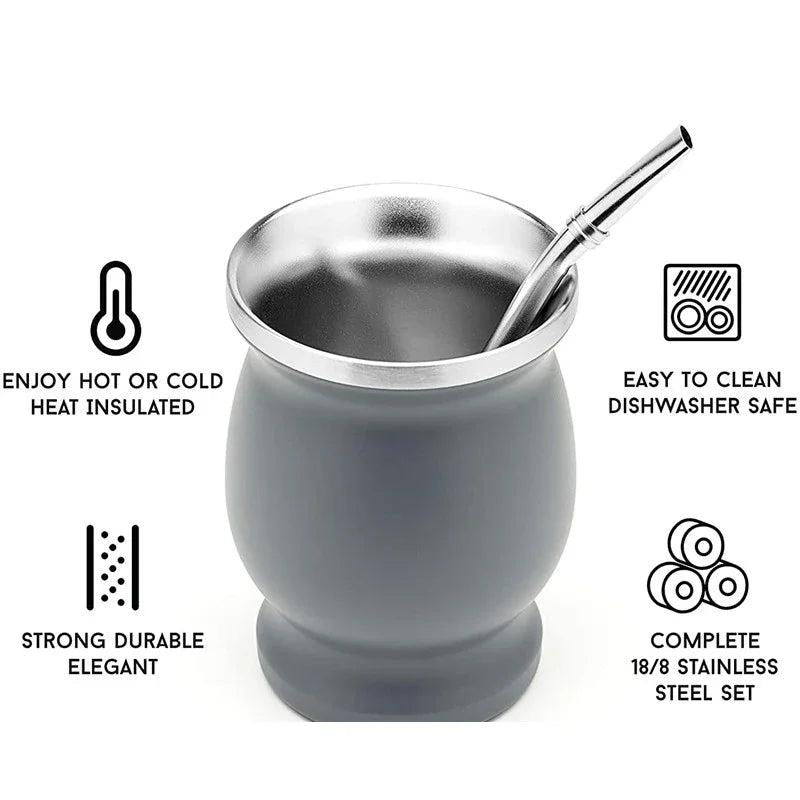 Stainless Steel Yerba Mate Cup Set with Bombilla by HitMyNeed