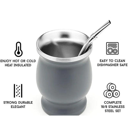 Stainless Steel Yerba Mate Cup Set with Bombilla by HitMyNeed