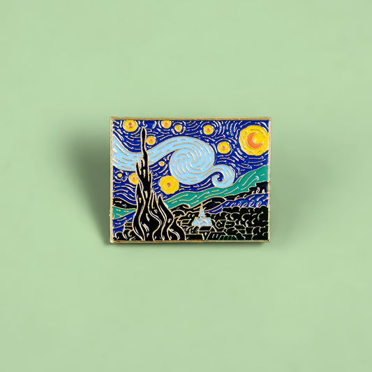 Starry Night Van Gogh Enamel Art Pin by HitMyNeed