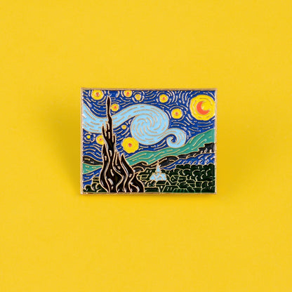 Starry Night Van Gogh Enamel Art Pin by HitMyNeed