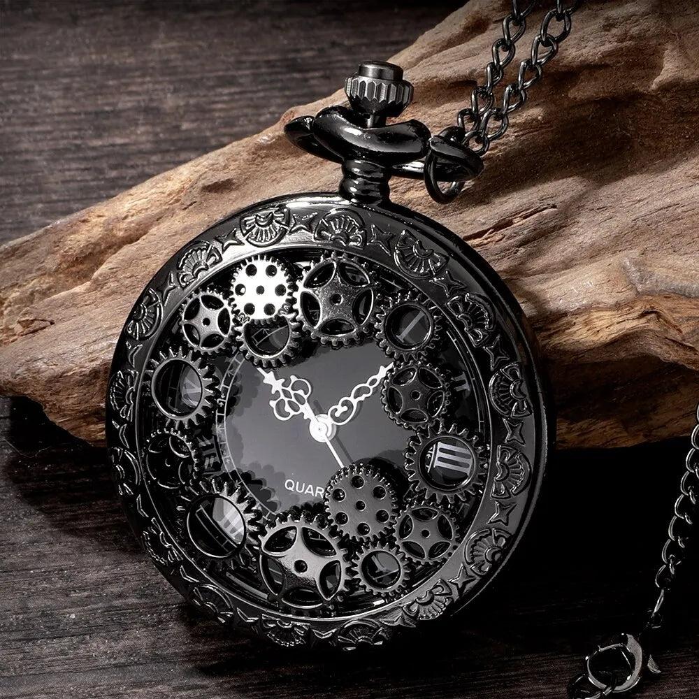 Steampunk Copper Hollow Gear Quartz Pocket Watch by HitMyNeed