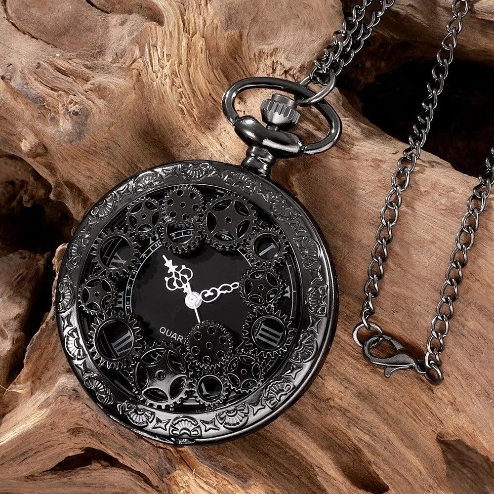 Steampunk Copper Hollow Gear Quartz Pocket Watch by HitMyNeed