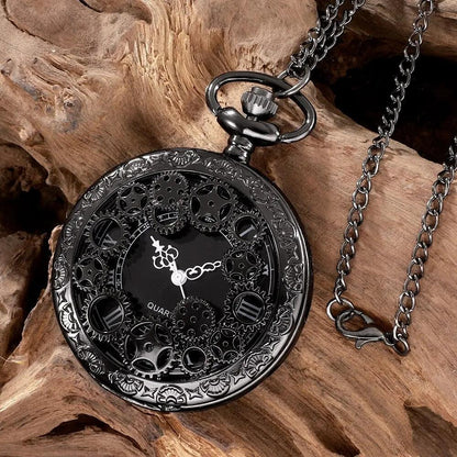 Steampunk Copper Hollow Gear Quartz Pocket Watch by HitMyNeed