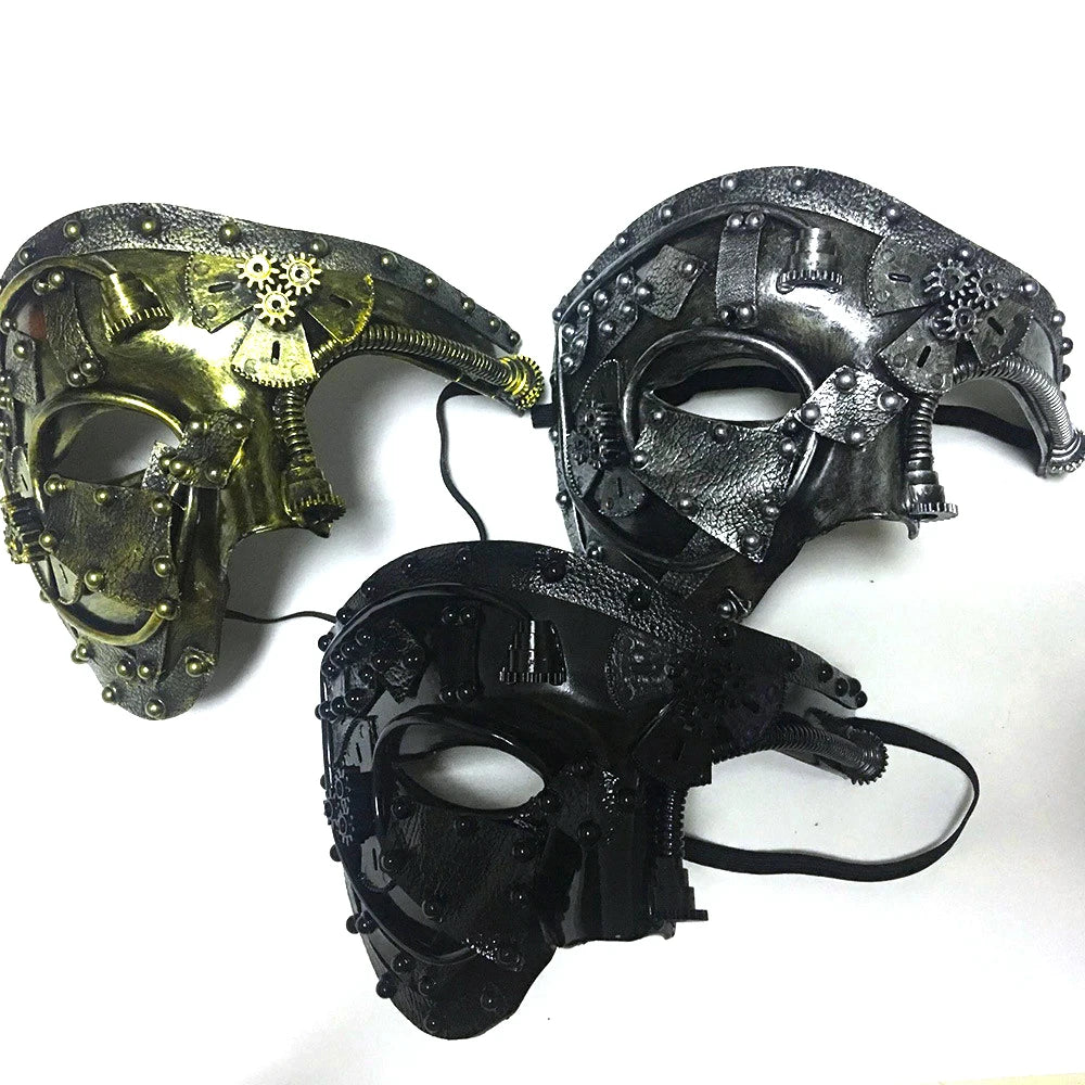 Steampunk Phantom Half Face Masquerade Mask by HitMyNeed