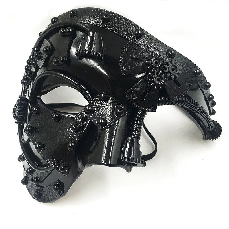 Steampunk Phantom Half Face Masquerade Mask black by HitMyNeed