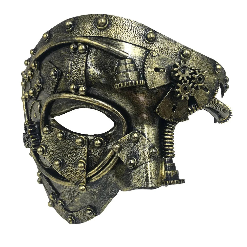 Steampunk Phantom Half Face Masquerade Mask gold by HitMyNeed