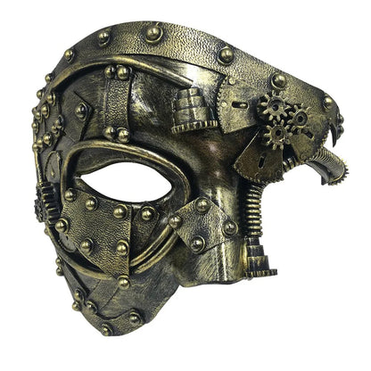 Steampunk Phantom Half Face Masquerade Mask gold by HitMyNeed