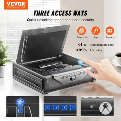 Steel Biometric Pistol Safe with 3-Way Quick Access by HitMyNeed