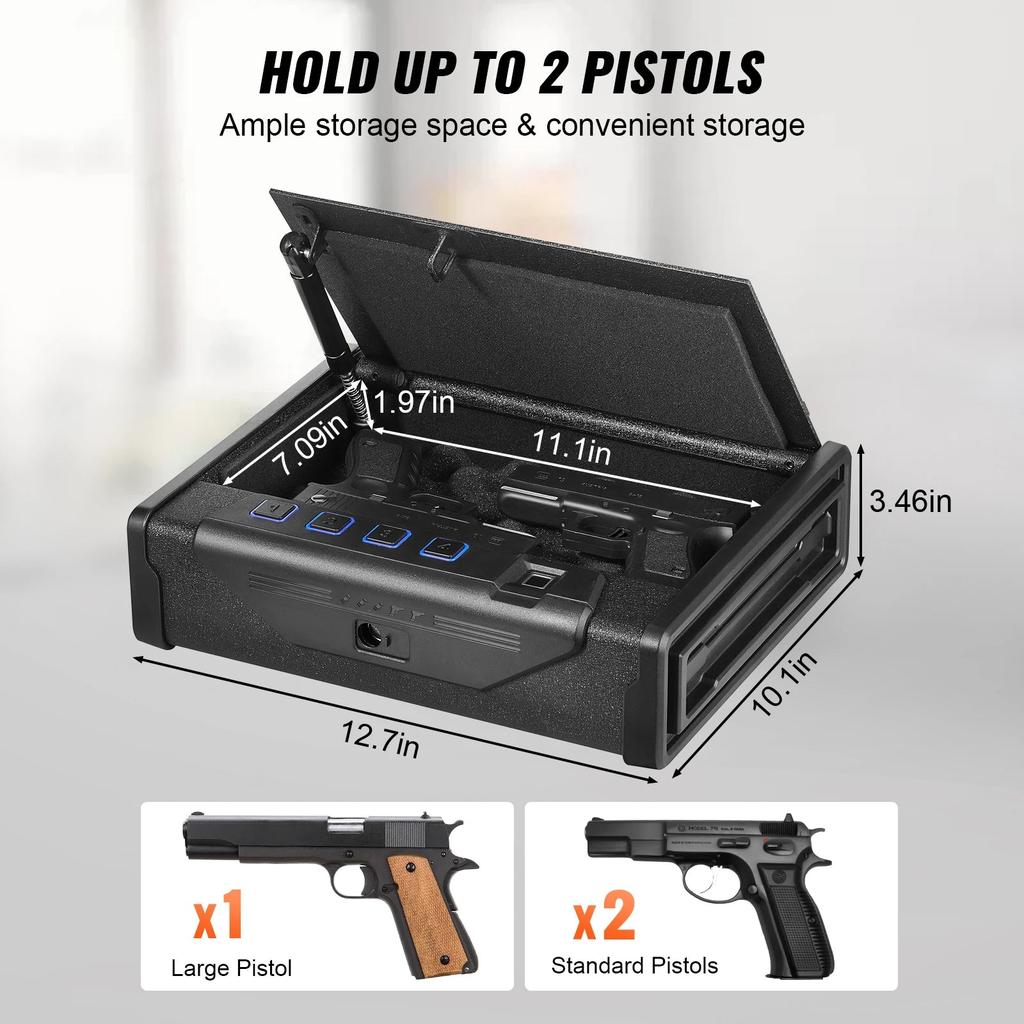 Steel Biometric Pistol Safe with 3-Way Quick Access by HitMyNeed