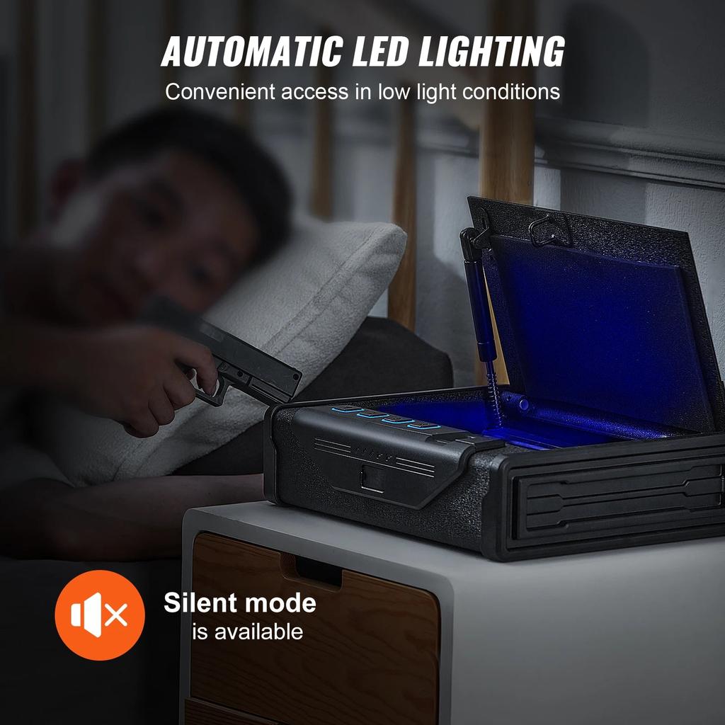 Steel Biometric Pistol Safe with 3-Way Quick Access by HitMyNeed