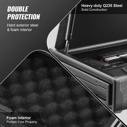 Steel Biometric Pistol Safe with 3-Way Quick Access by HitMyNeed