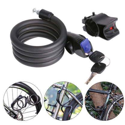 Steel Cable Bicycle Lock with Keys and Mount by HitMyNeed