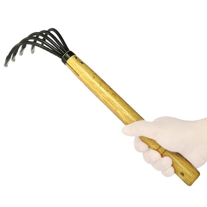 Steel Claw Rake Gardening Tool with Wooden Handle by HitMyNeed